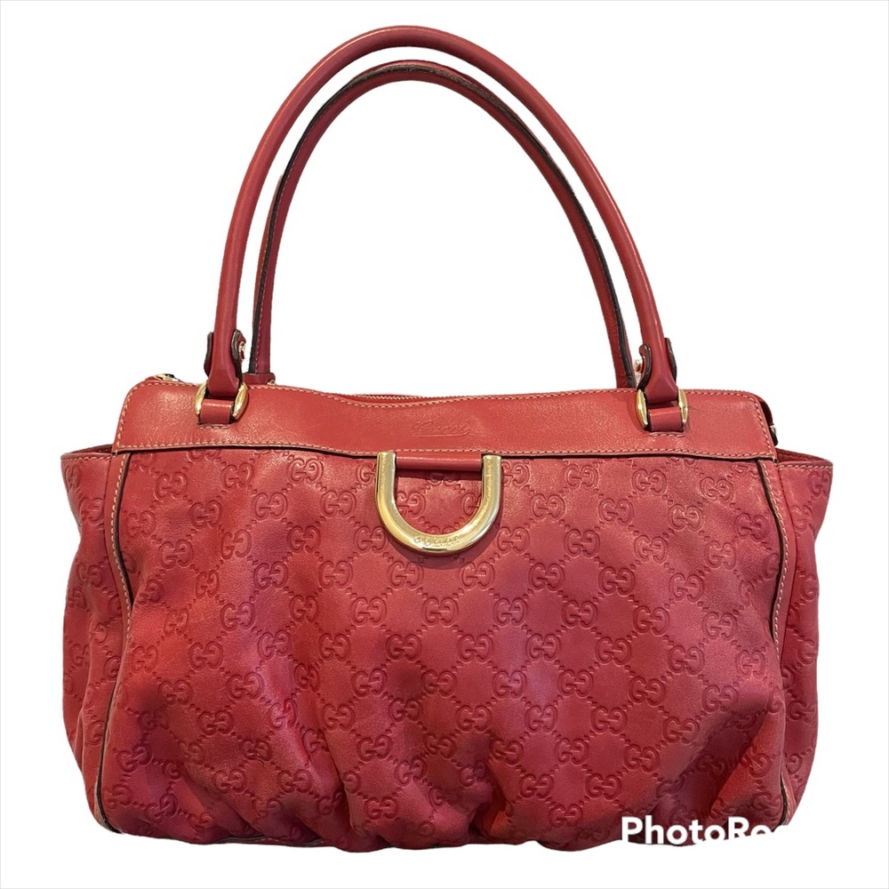 Authentic Gucci GG D Ring Abbey Calf Leather Bag in Red - Picture 1 of 11